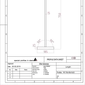 Балка нержавеющая AISI 304/304L IPE 750х185х15х25