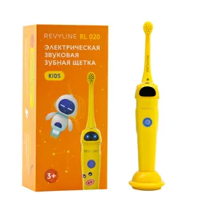 Желтая звуковая щетка Revyline RL 020 Kids в космическом дизайне