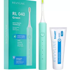 Зеленая звуковая щетка RL 040 с зубной пастой Revyline Smart